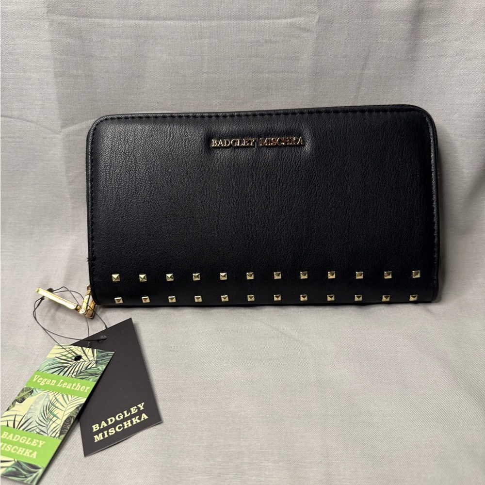 Badgley Mischka Black Wallet with Gold Accents